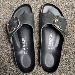 Birkenstock Madrid Leather Slides, black, size 9